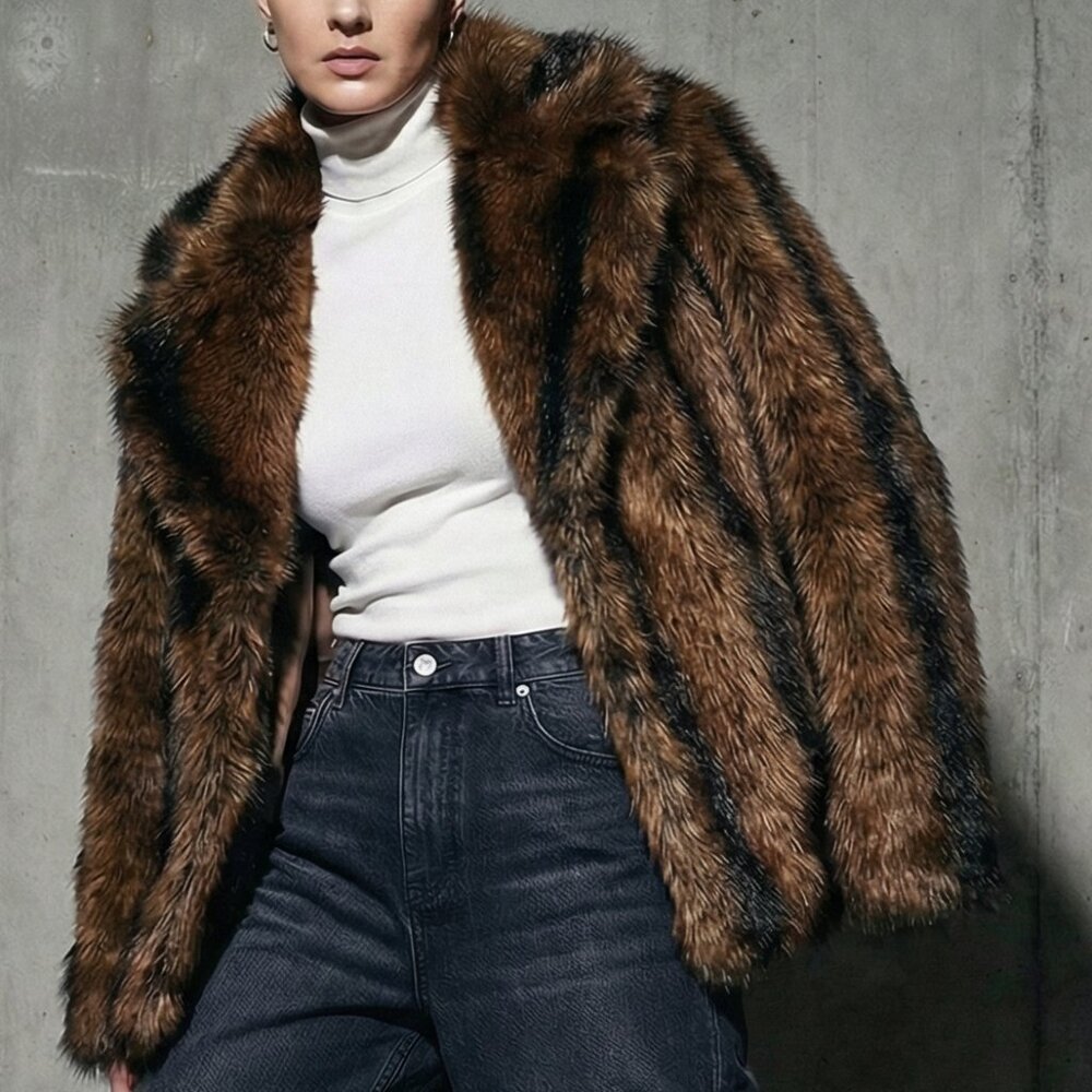 NWT $129 Silence + Noise Yavonne Faux Fur Coat plush and soft! S